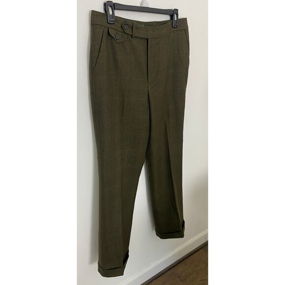 VTG Lauren Ralph Lauren houndstooth plaid wool flat front lined dress pants 10 - Picture 2 of 5